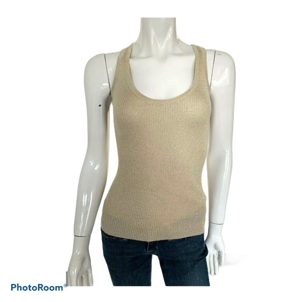 MIXTI Metallic Gold Race-Back Top Size Medium